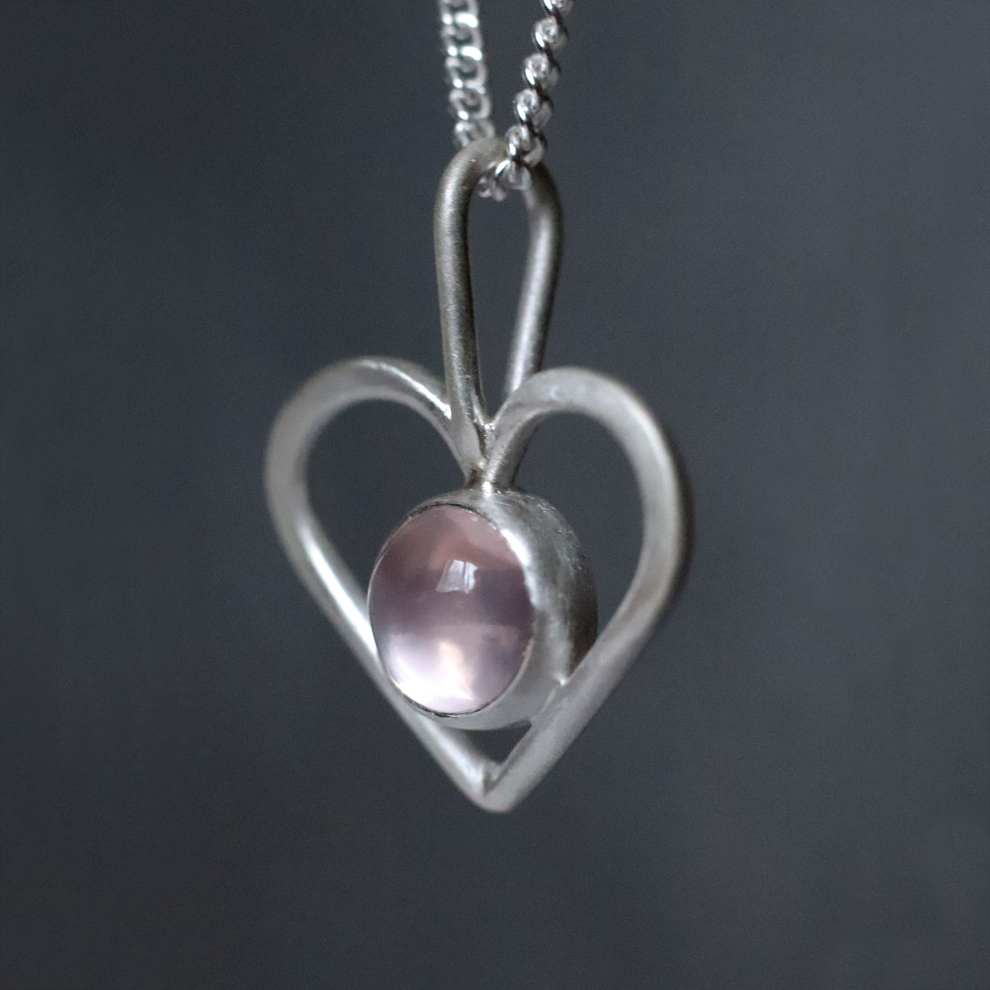 Drop of Love Pendant - Rose Quartz and Recycled Silver