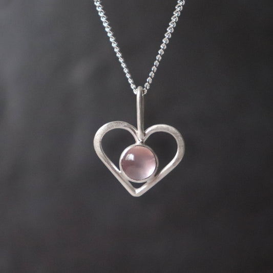 Drop of Love Pendant - Rose Quartz and Recycled Silver