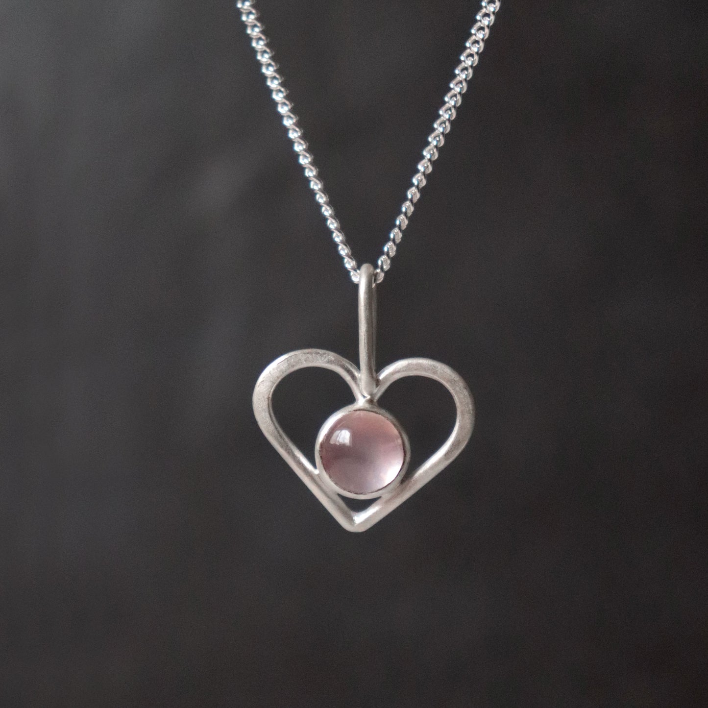 Drop of Love Pendant - Rose Quartz and Recycled Silver