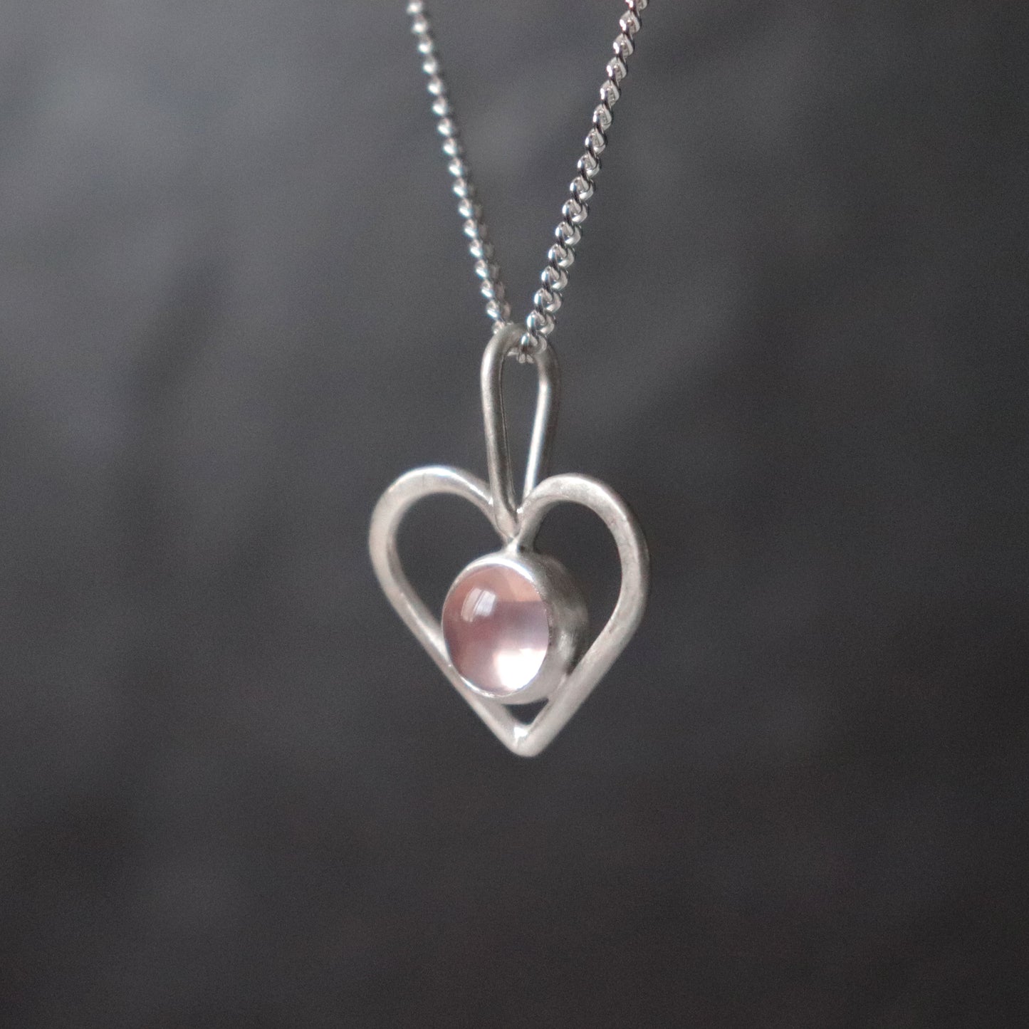 Drop of Love Pendant - Rose Quartz and Recycled Silver