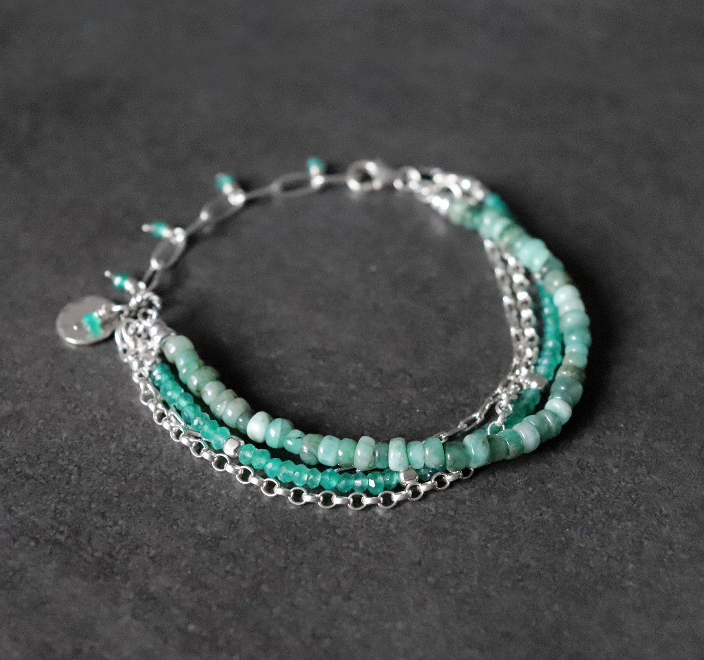 Emerald and Green Onyx Multistrand Bracelet