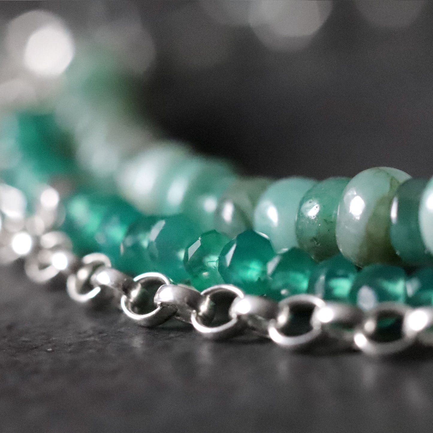 Emerald and Green Onyx Multistrand Bracelet