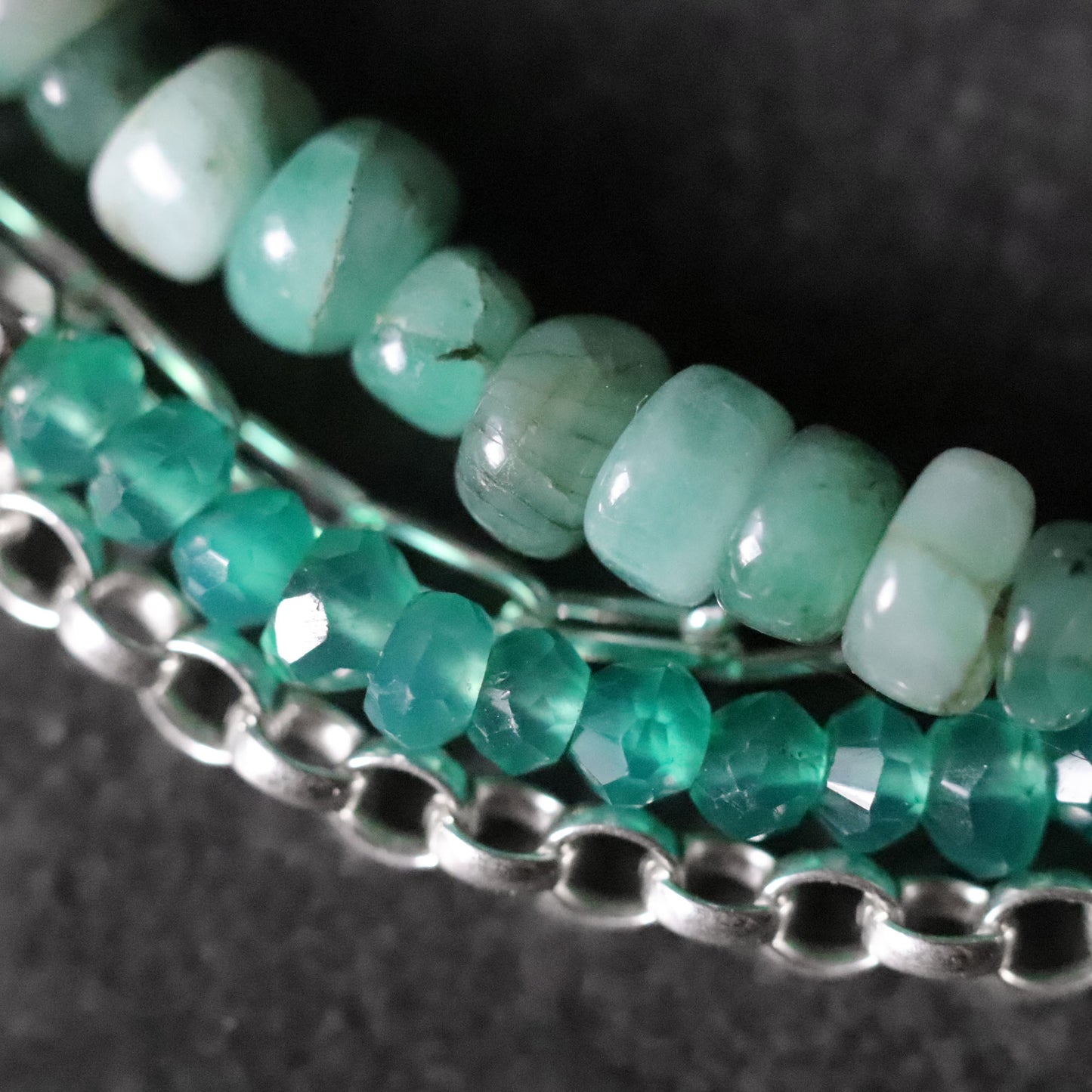 Emerald and Green Onyx Multistrand Bracelet