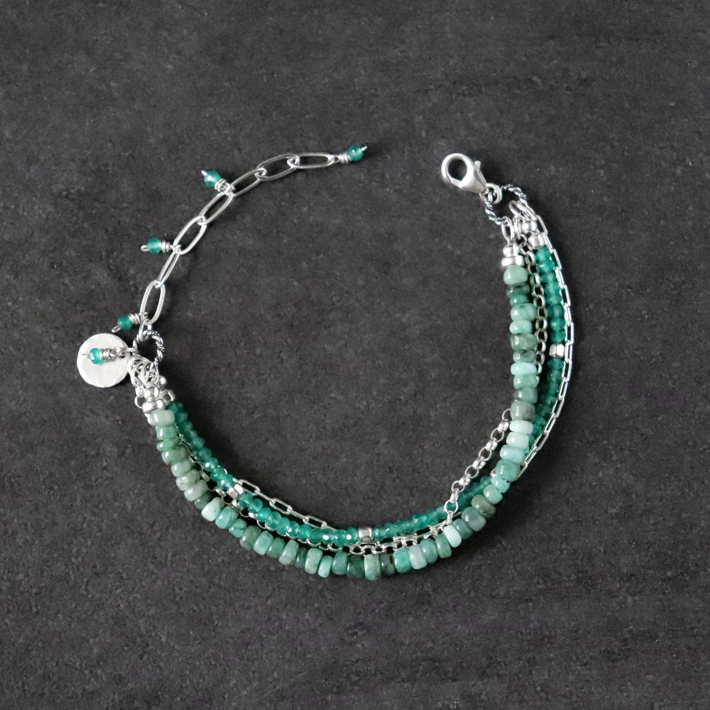 Emerald and Green Onyx Multistrand Bracelet