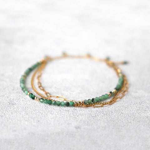 Emerald Multi Strand Bracelet