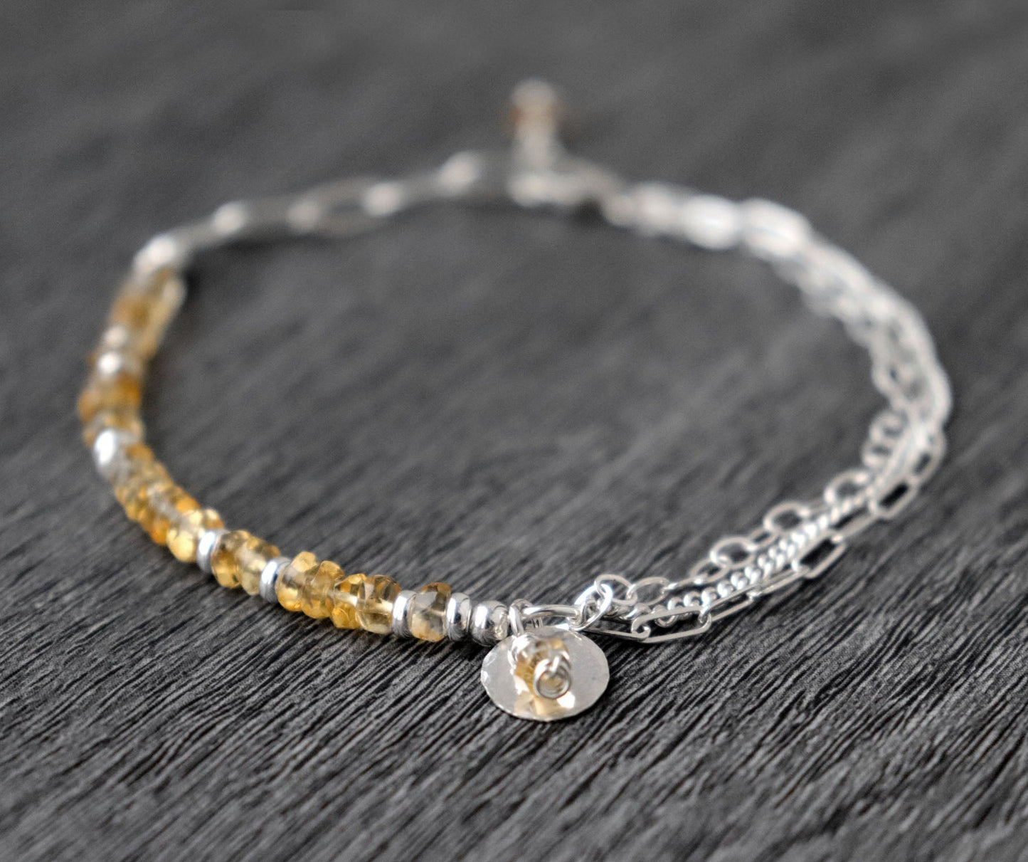 Citrine and Mixed Chains Bracelet