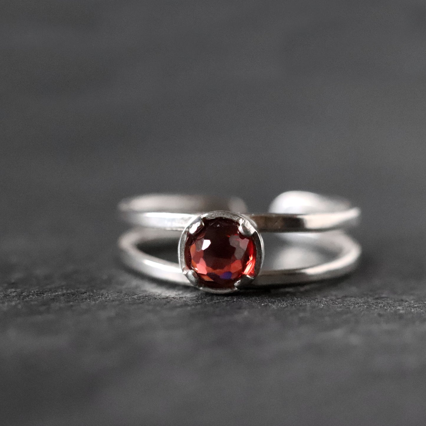 Garnet Double Band Ring