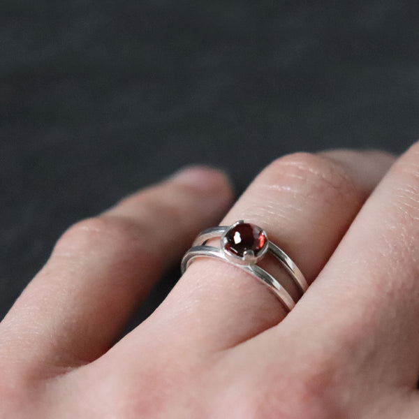 Garnet Double Band Ring