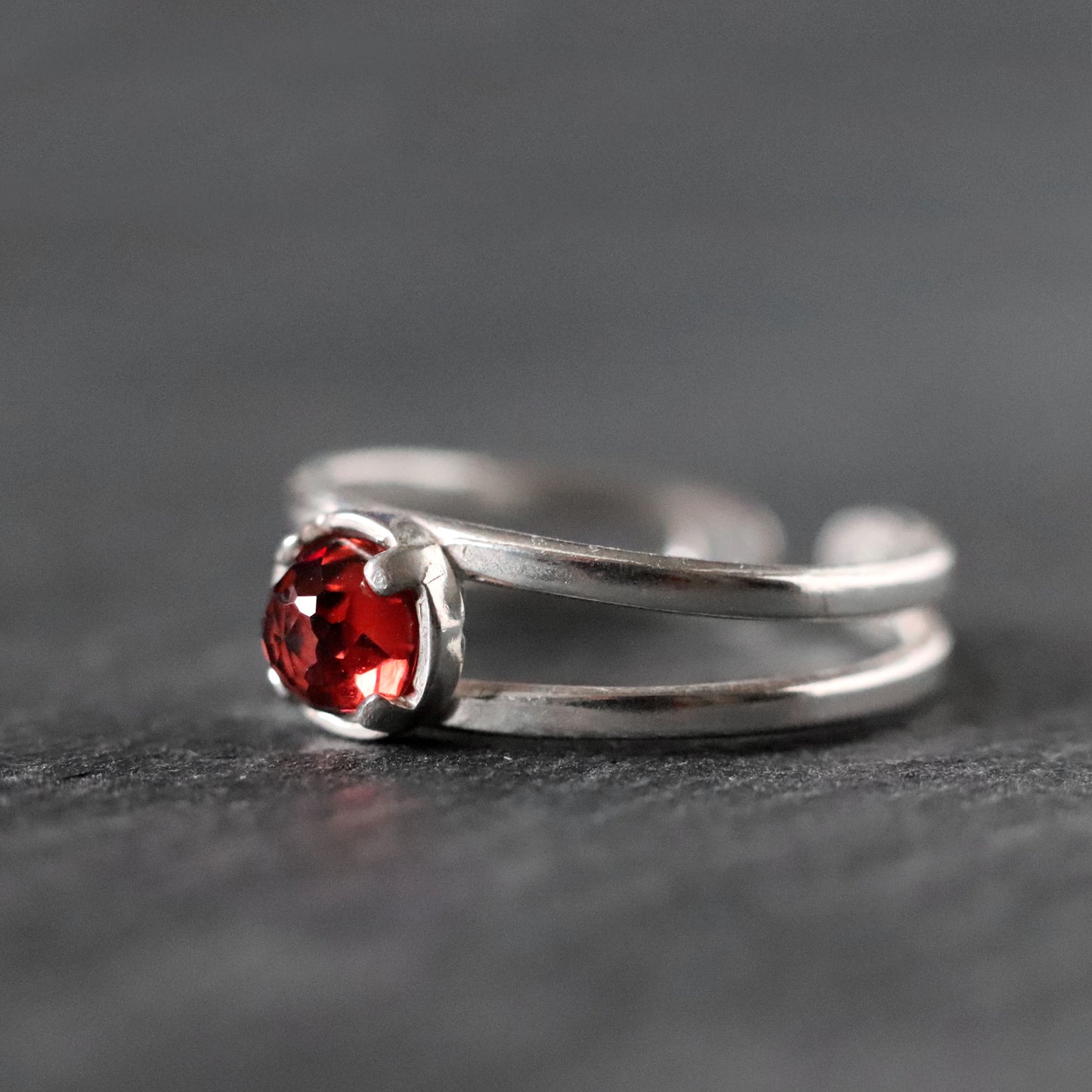 Garnet Double Band Ring