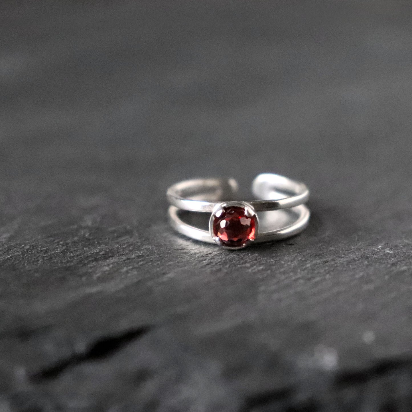 Garnet Double Band Ring