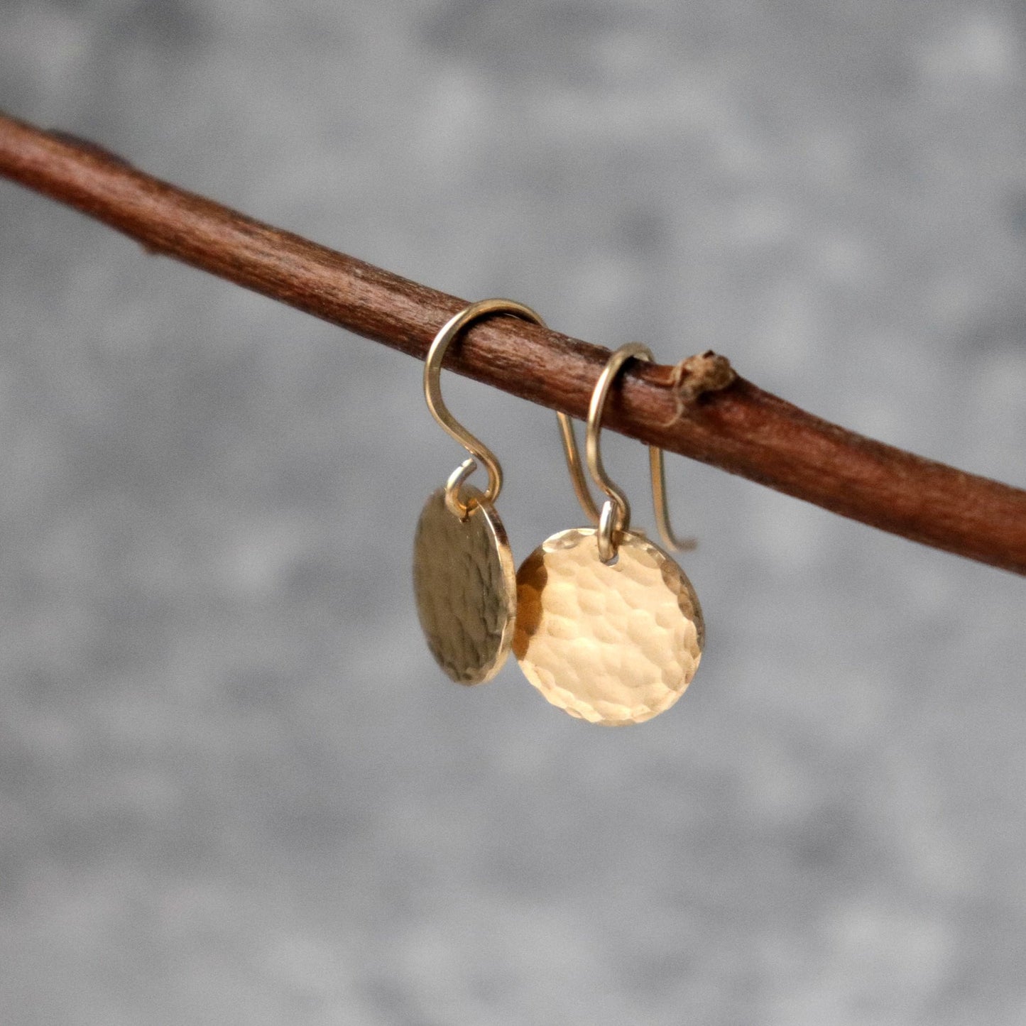 Small Hammered Gold Disc / Coin Earrings