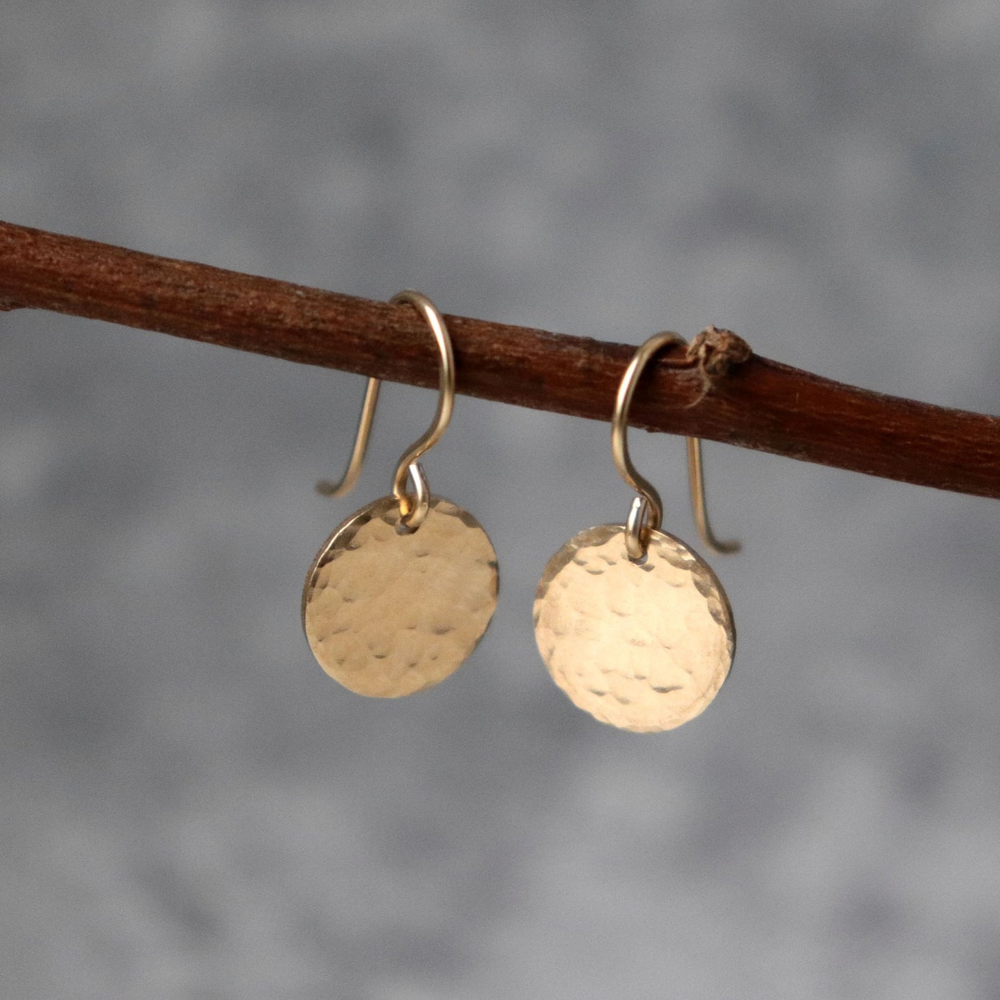 Small Hammered Gold Disc / Coin Earrings