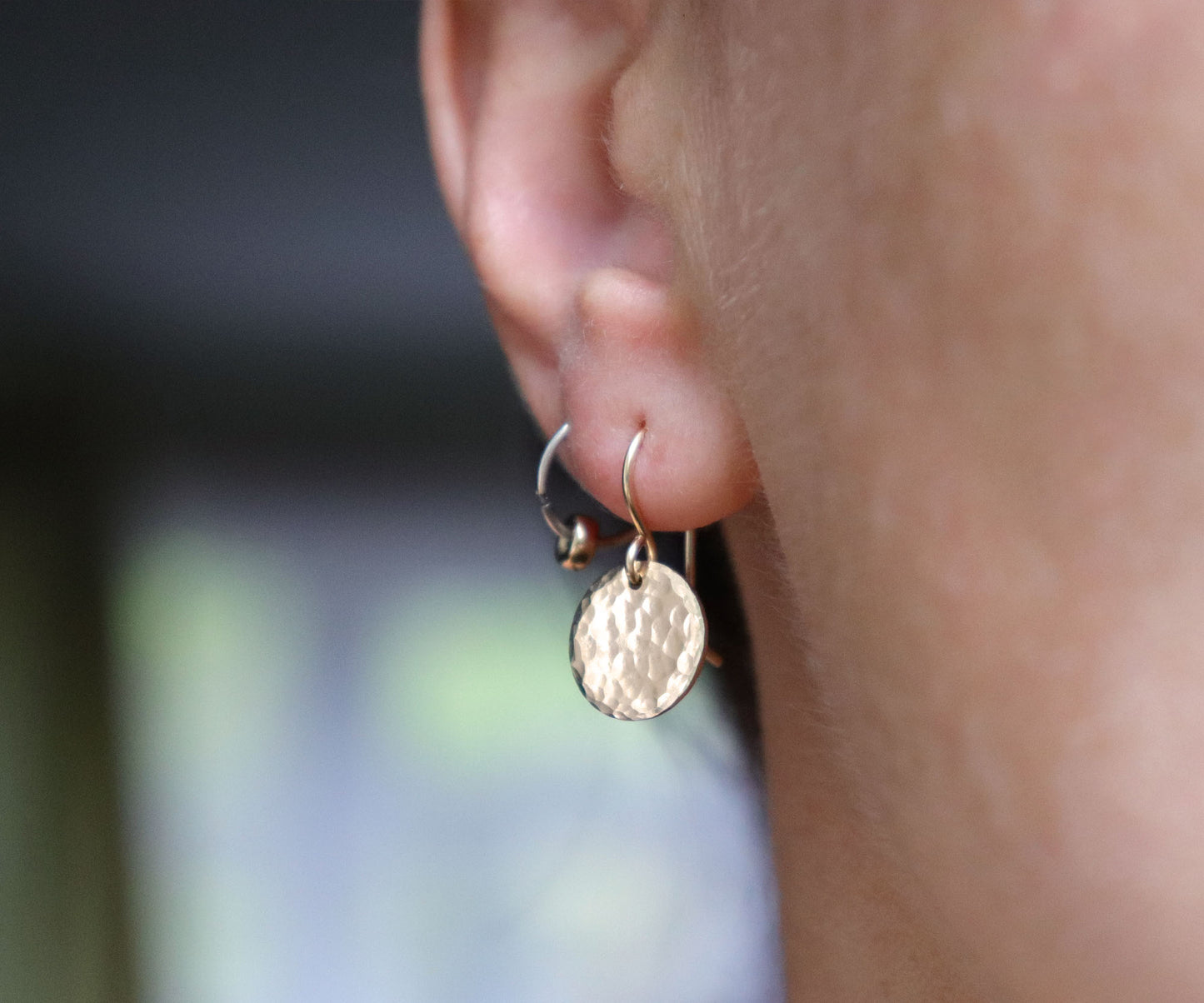 Small Hammered Gold Disc / Coin Earrings