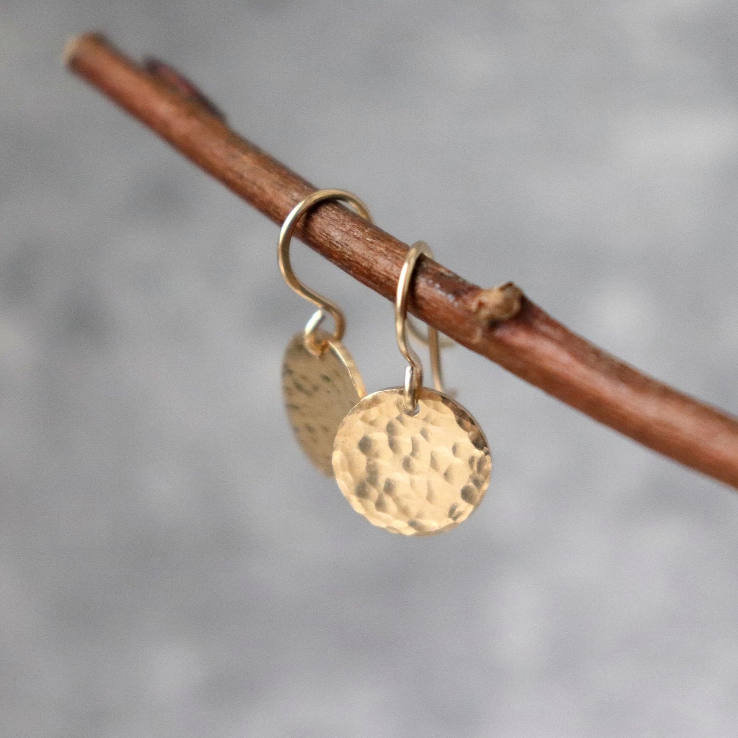 Small Hammered Gold Disc / Coin Earrings