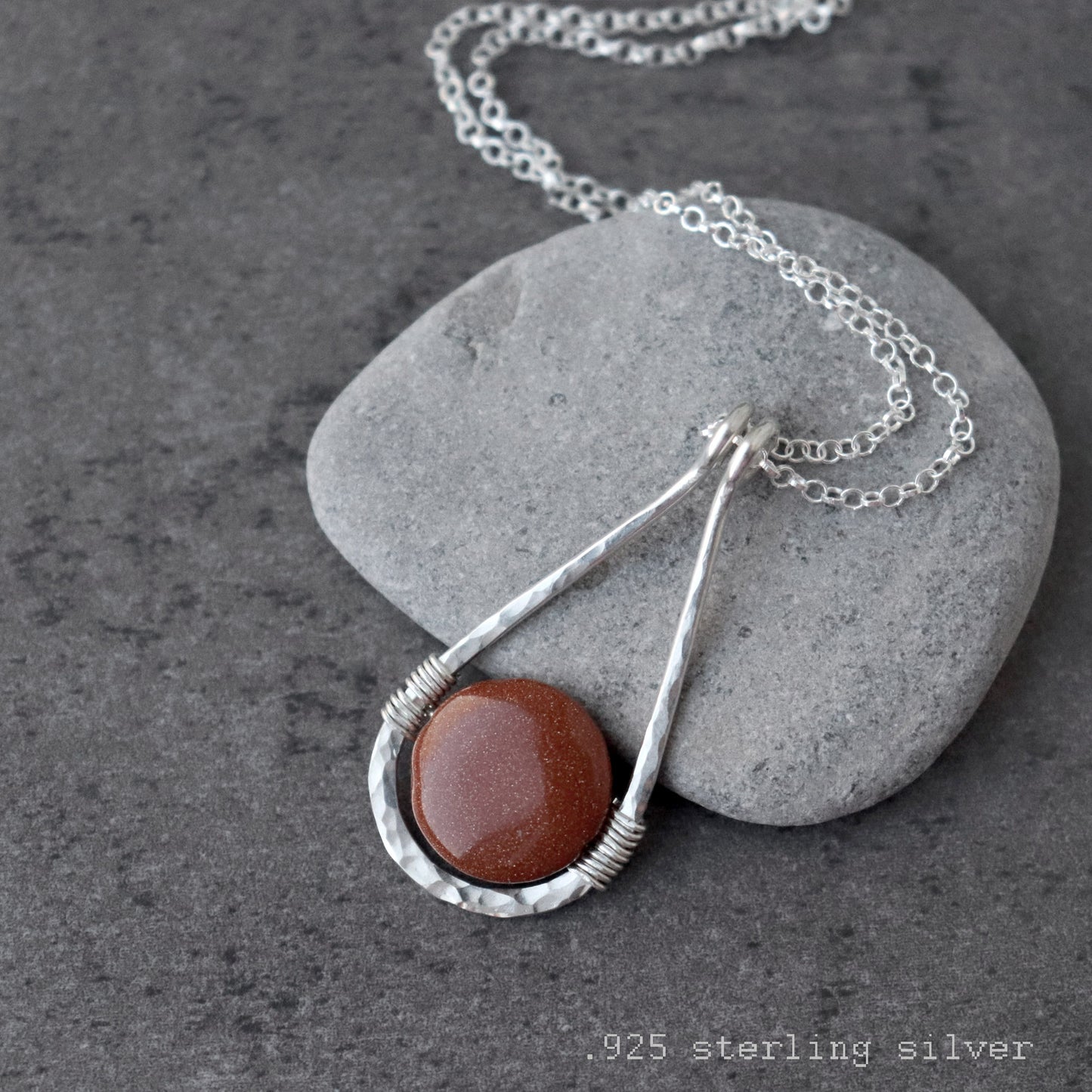 Goldstone Teardrop Pendant Necklace