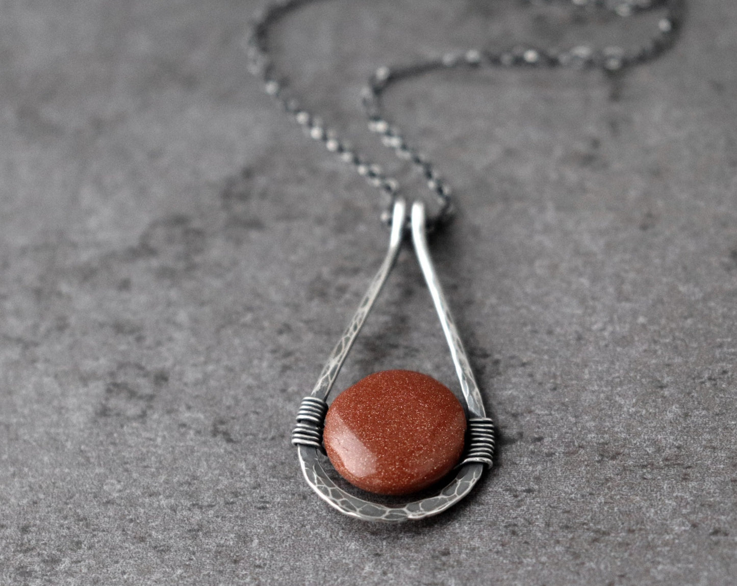 Goldstone Teardrop Pendant Necklace