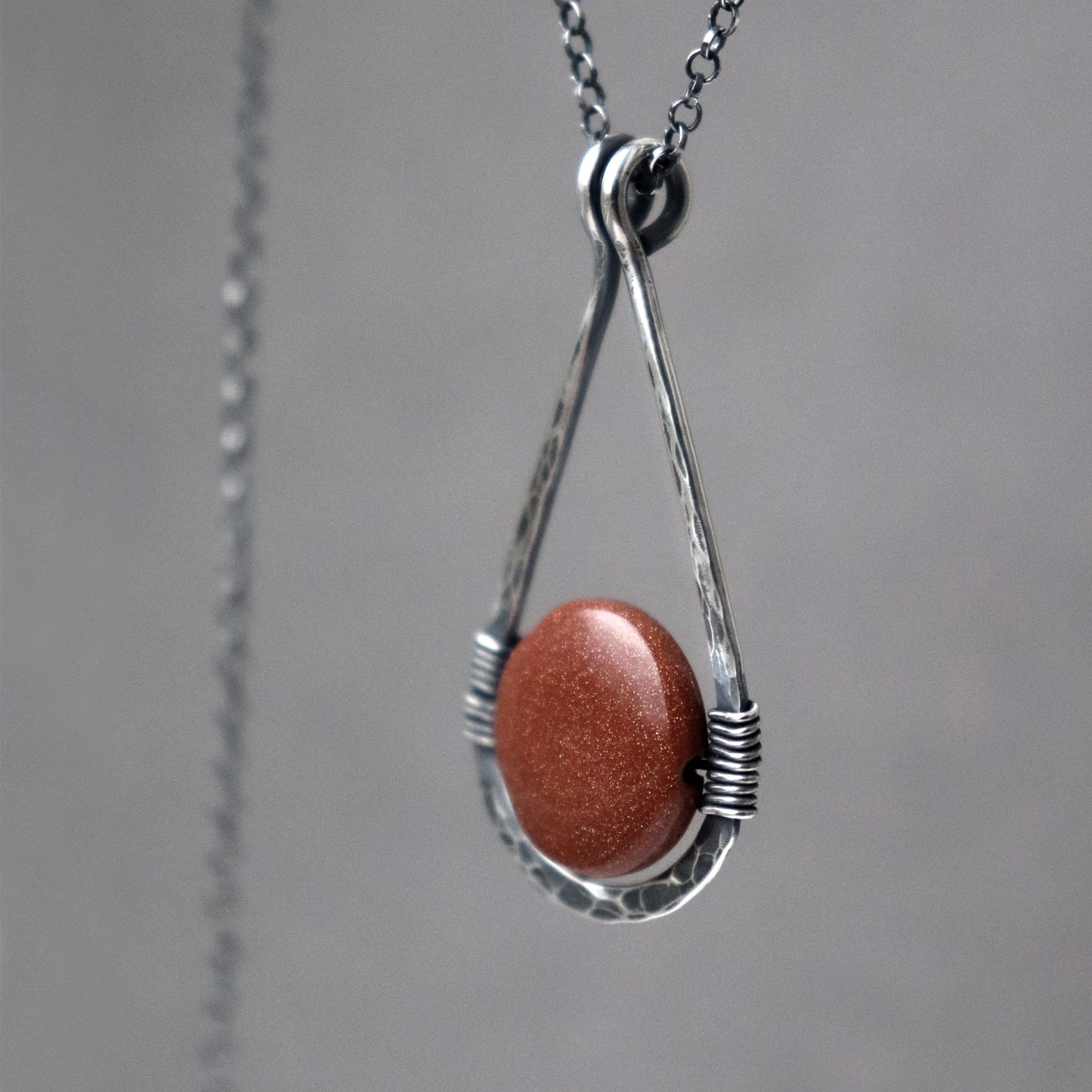 Goldstone Teardrop Pendant Necklace