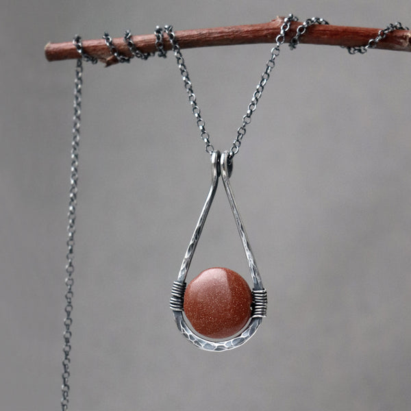 Goldstone Teardrop Pendant Necklace