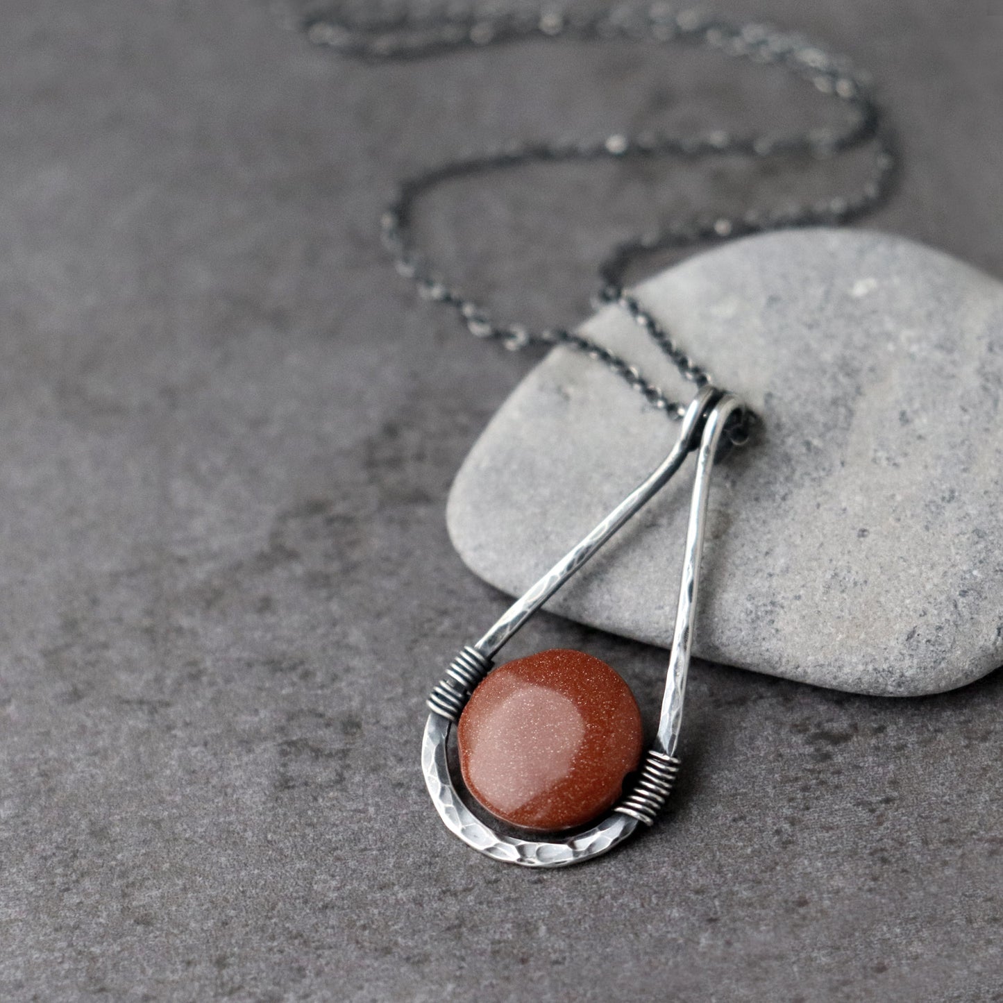 Goldstone Teardrop Pendant Necklace