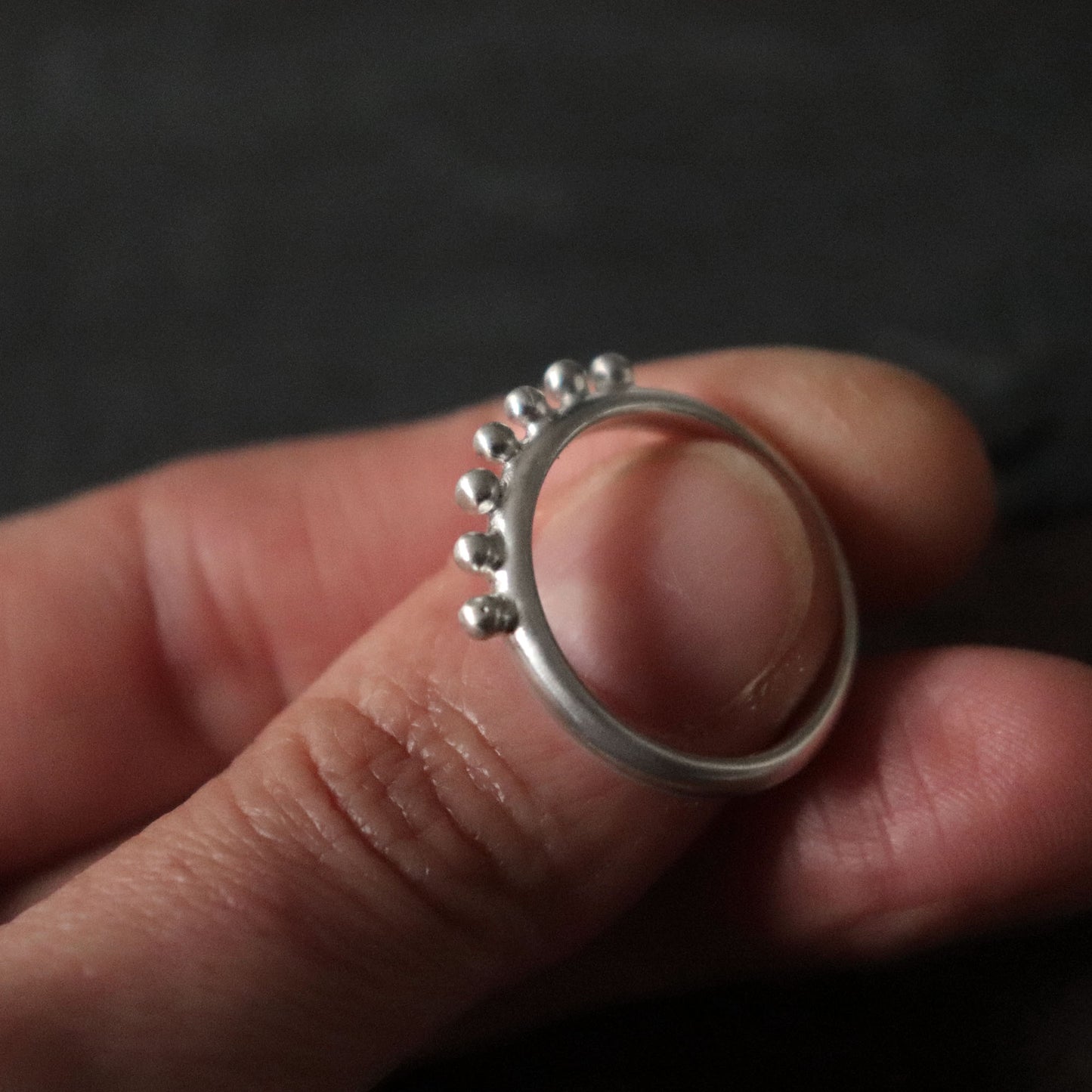 Minimal Silver Ring with Granules