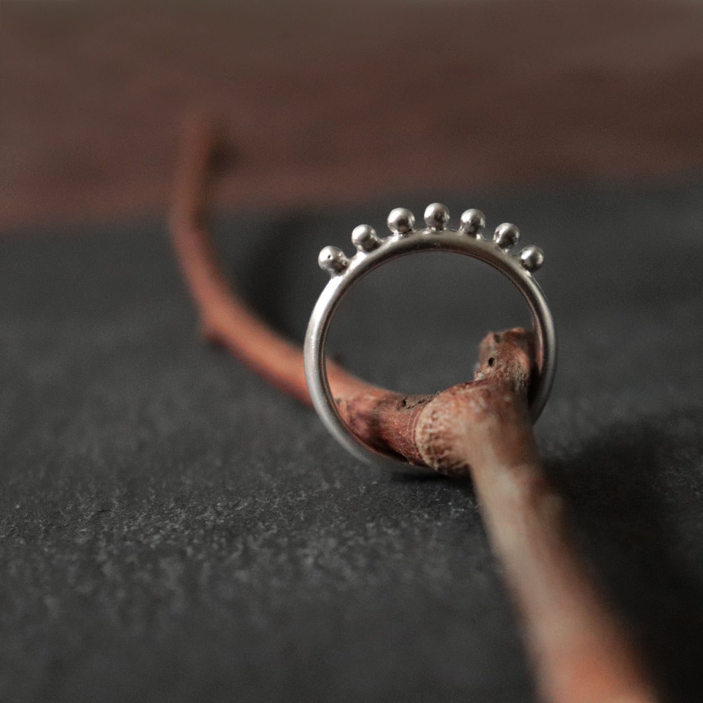Minimal Silver Ring with Granules