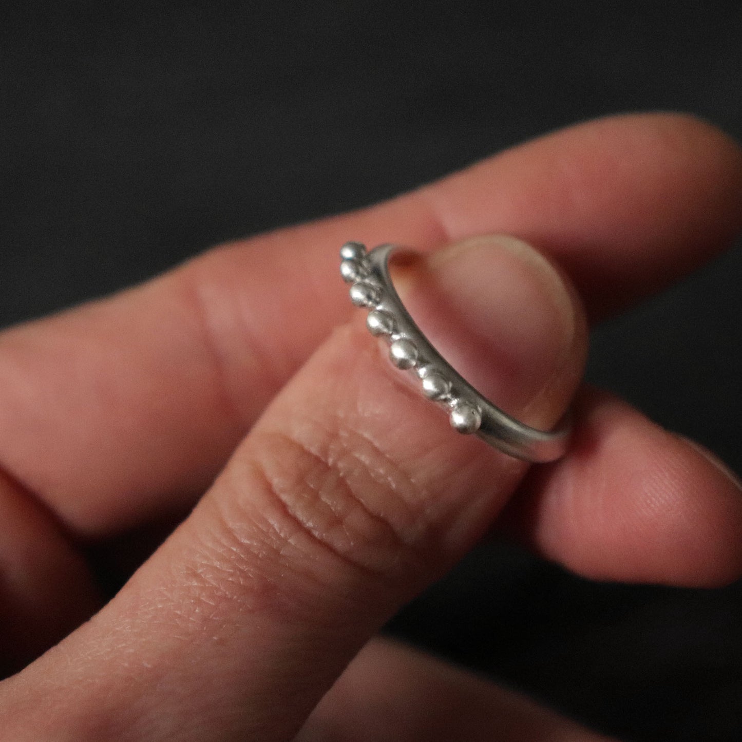 Minimal Silver Ring with Granules