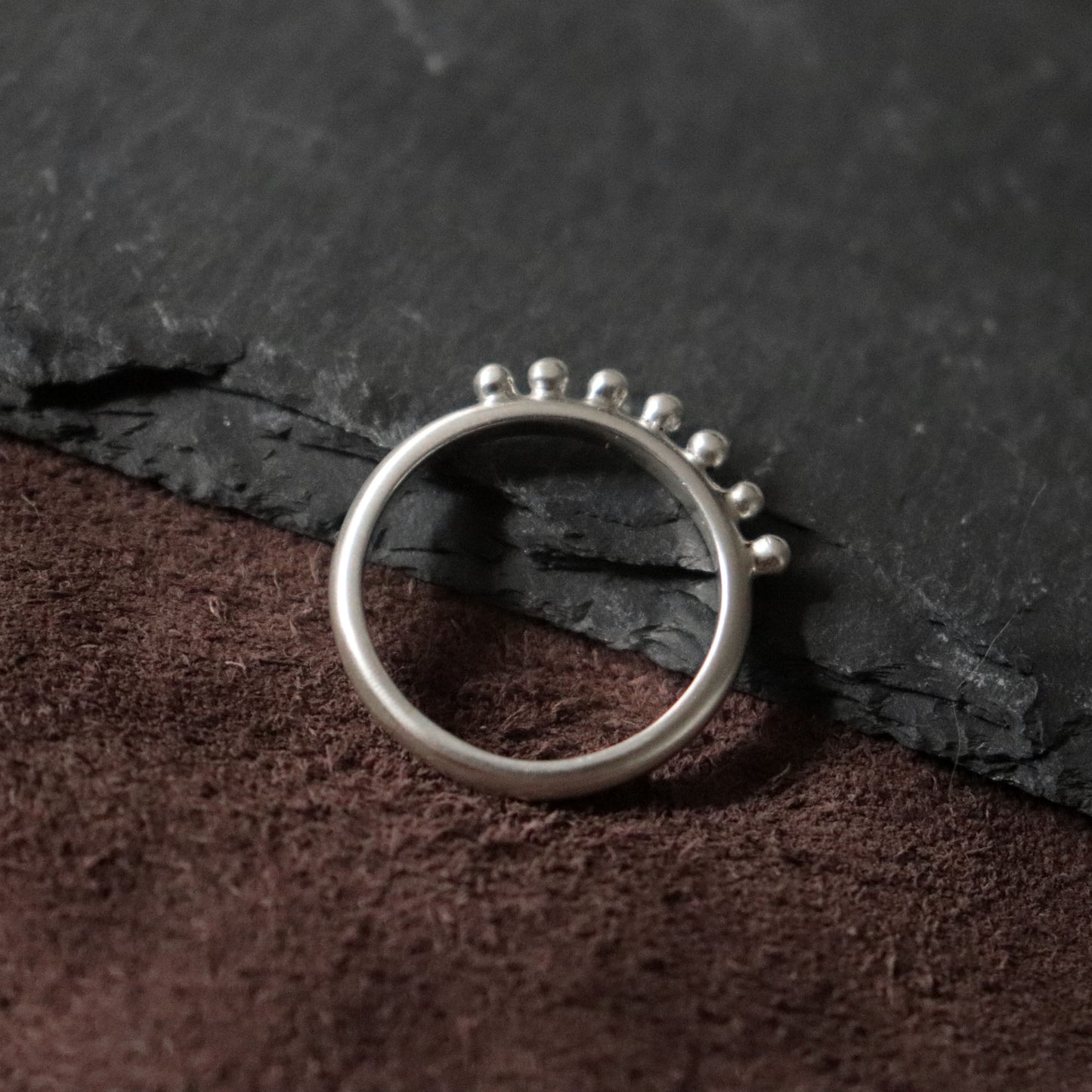 Minimal Silver Ring with Granules