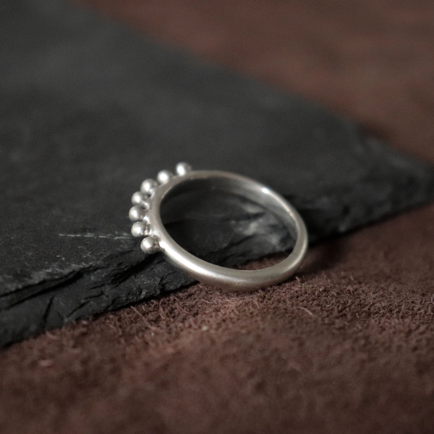 Minimal Silver Ring with Granules
