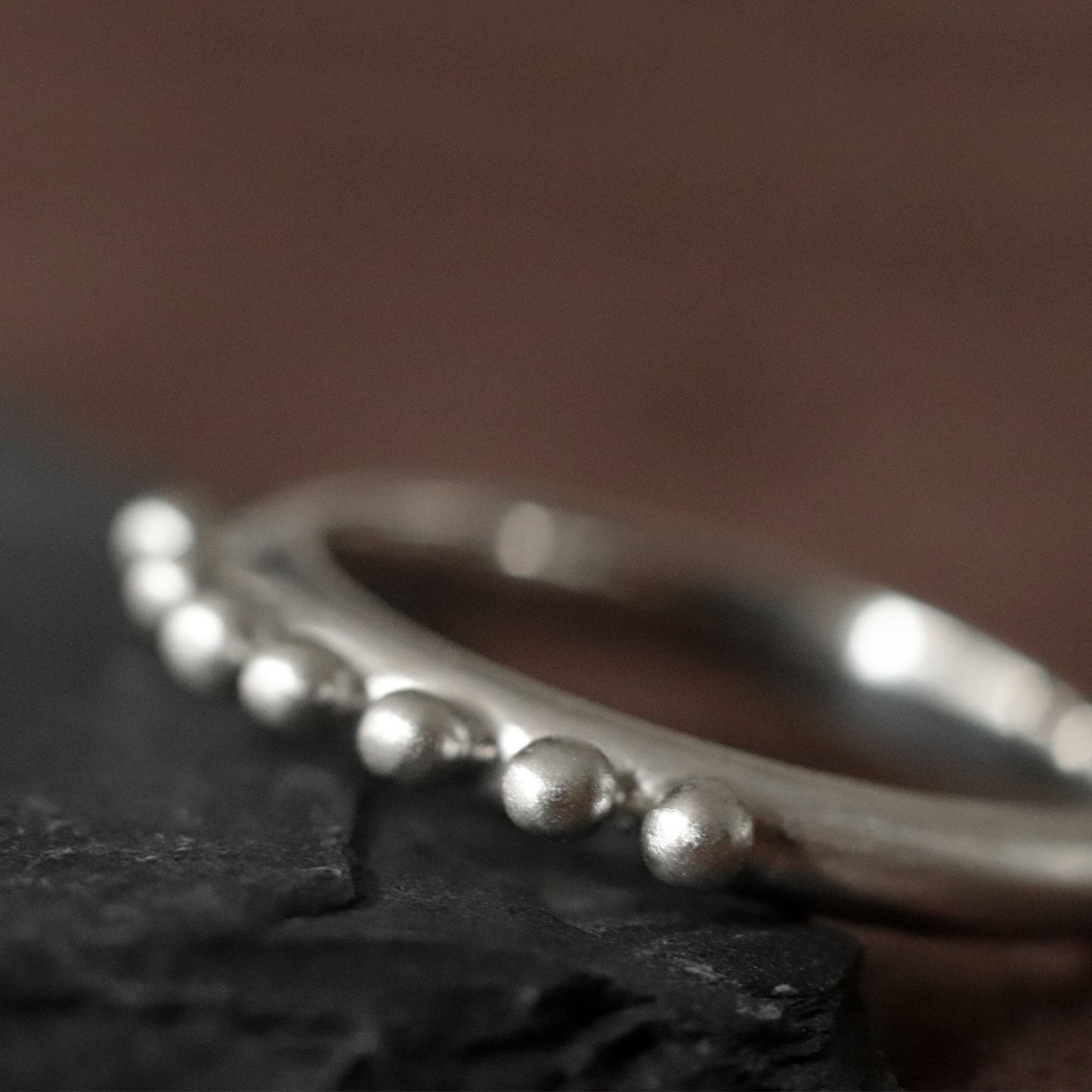 Minimal Silver Ring with Granules