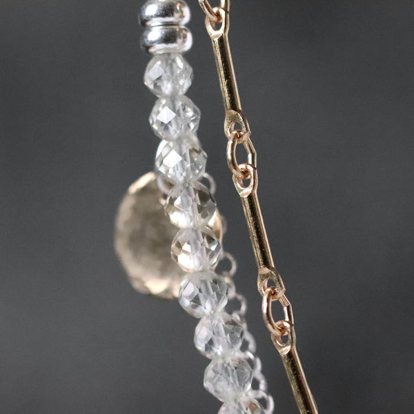 Green Amethyst and Chain Layered Necklace in Mixed Metal