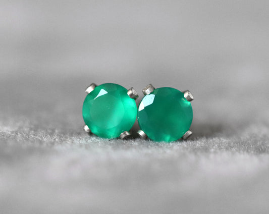 Green Onyx Stud Earrings