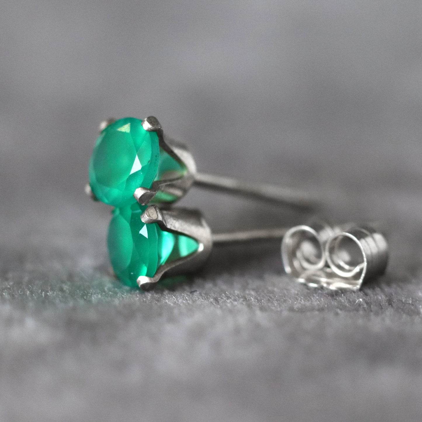 Green Onyx Stud Earrings