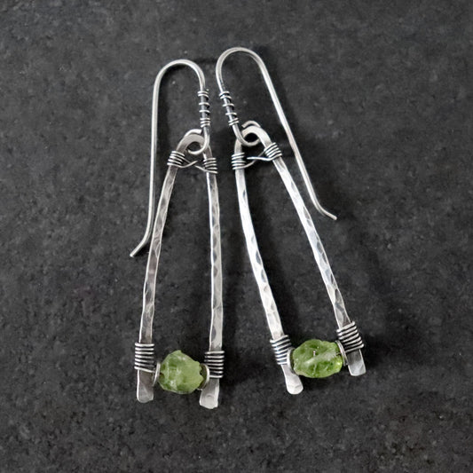 Raw Peridot Earrings