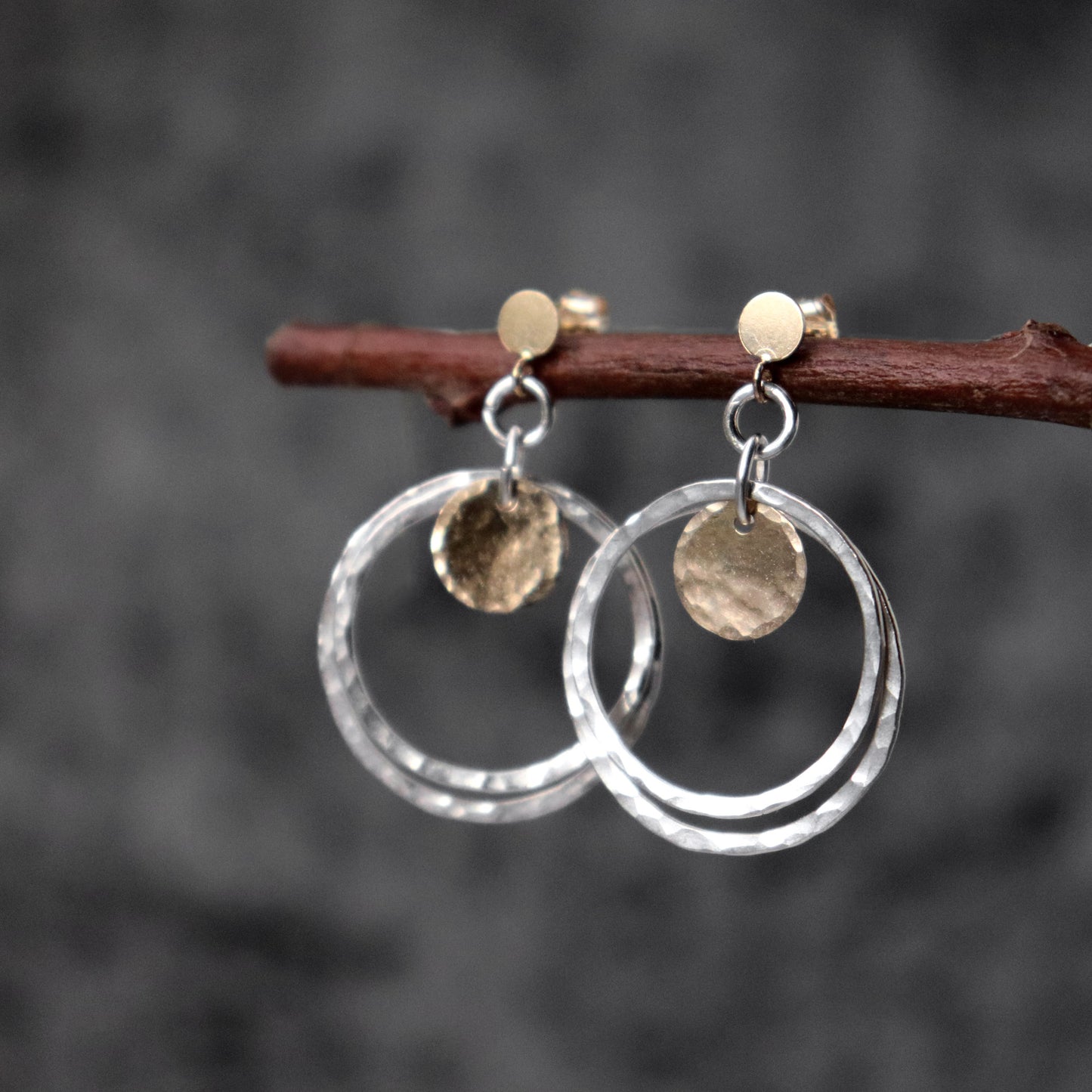 Mixed Metal Hoop and Coin Stud Earrings