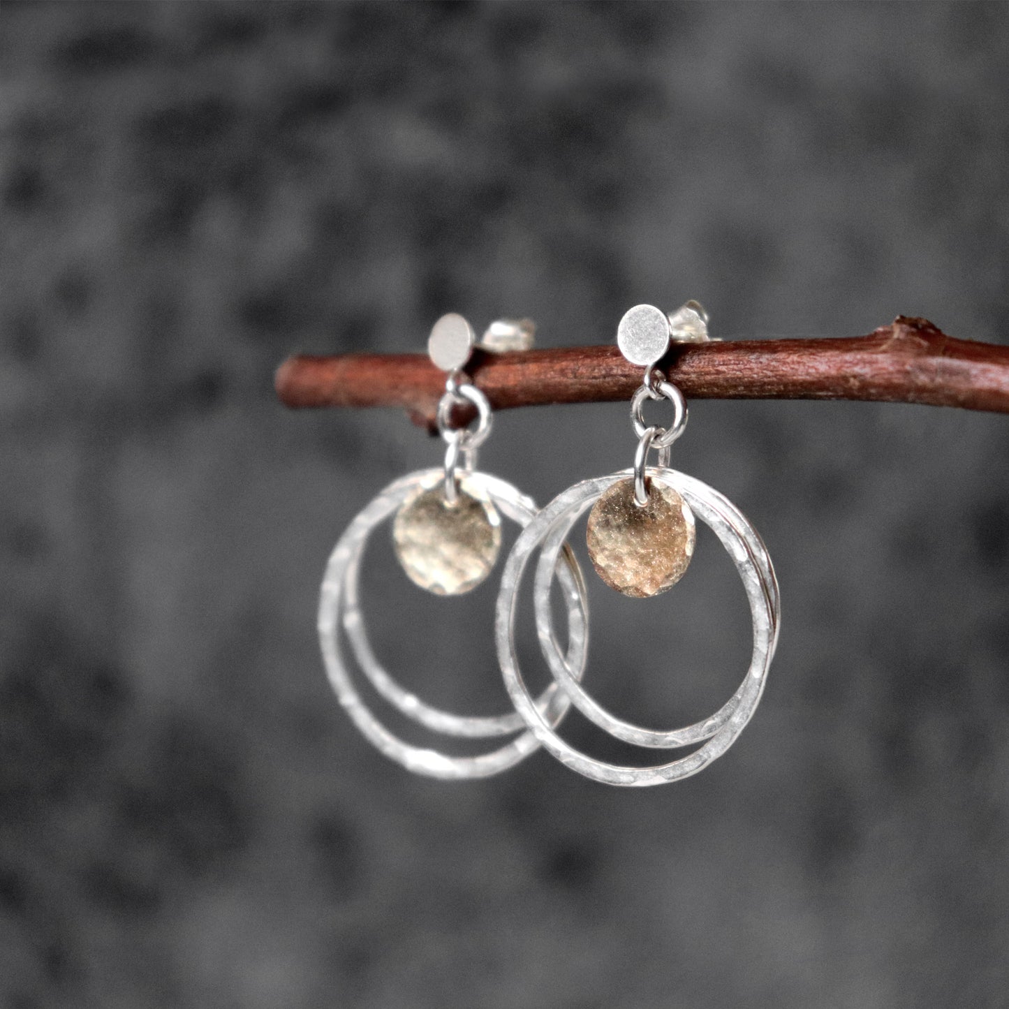 Mixed Metal Hoop and Coin Stud Earrings