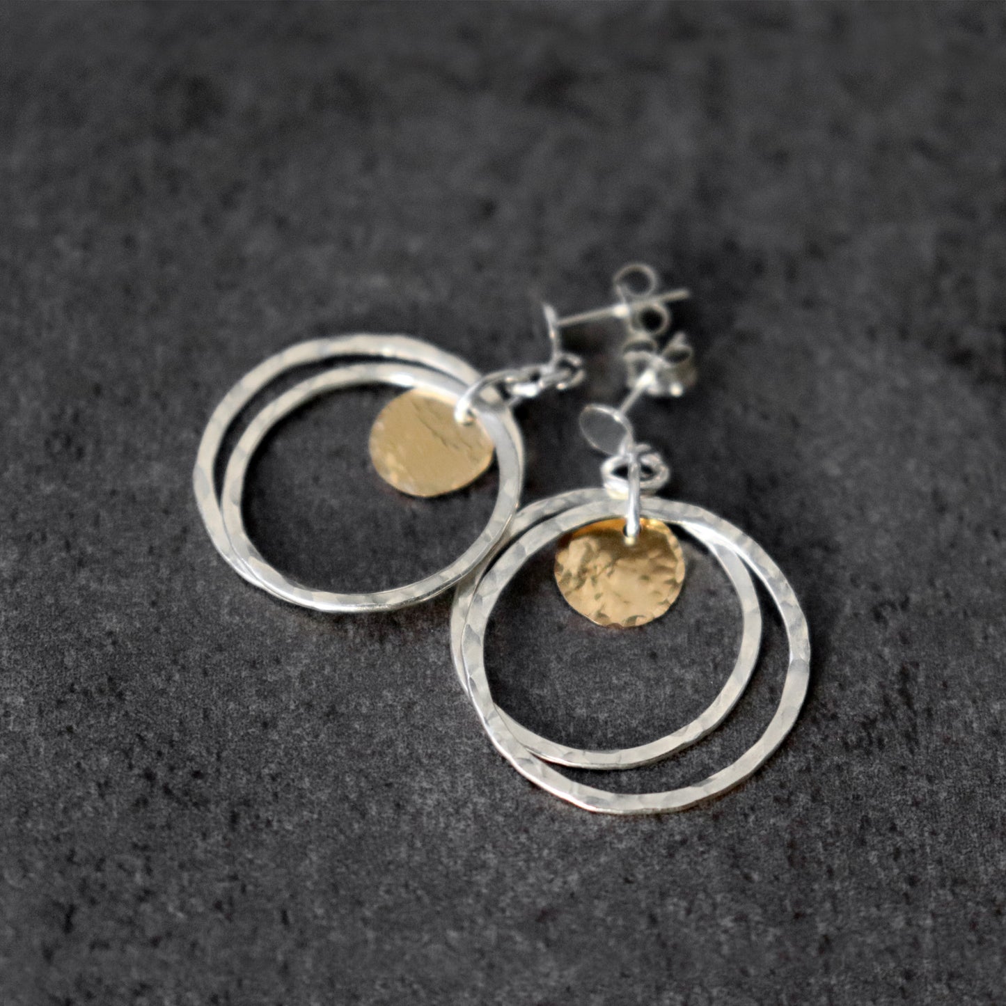 Mixed Metal Hoop and Coin Stud Earrings