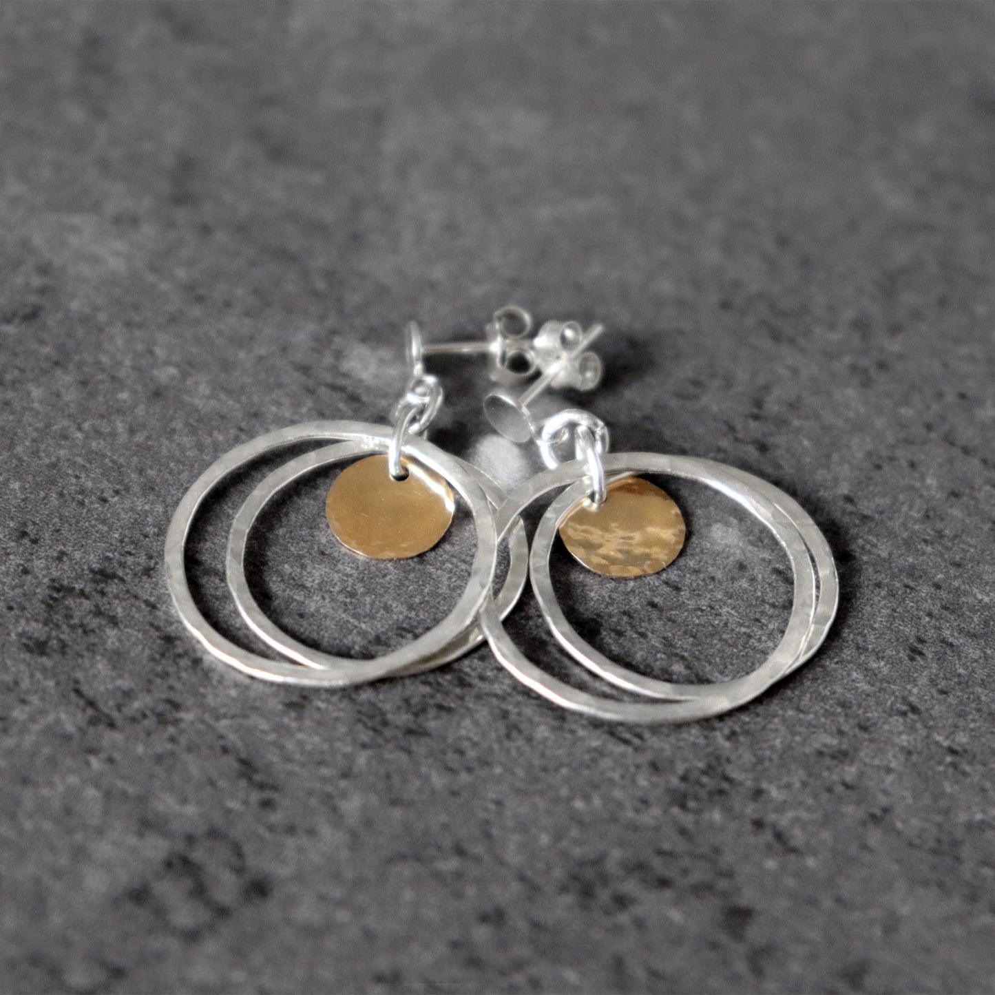 Mixed Metal Hoop and Coin Stud Earrings