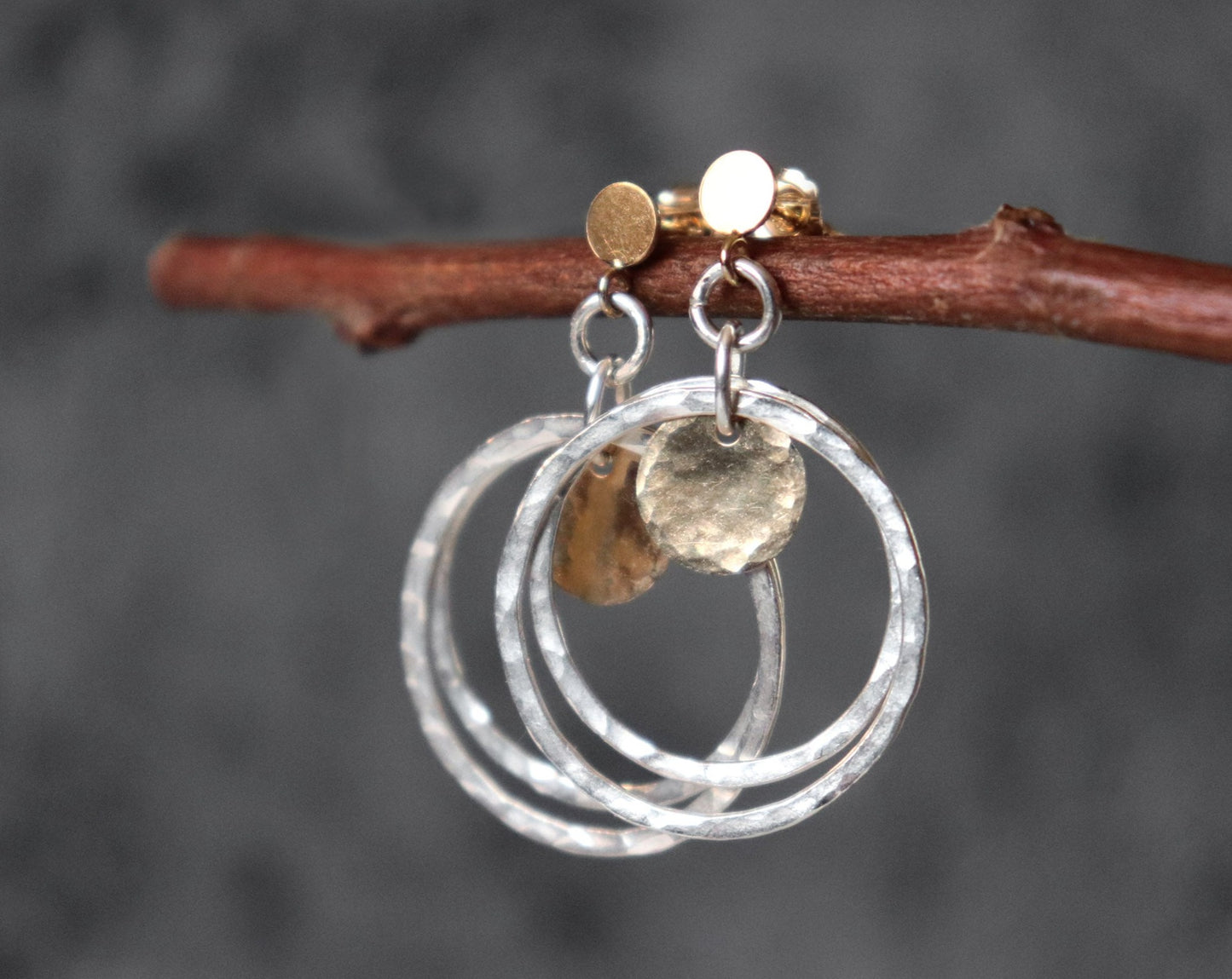 Mixed Metal Hoop and Coin Stud Earrings