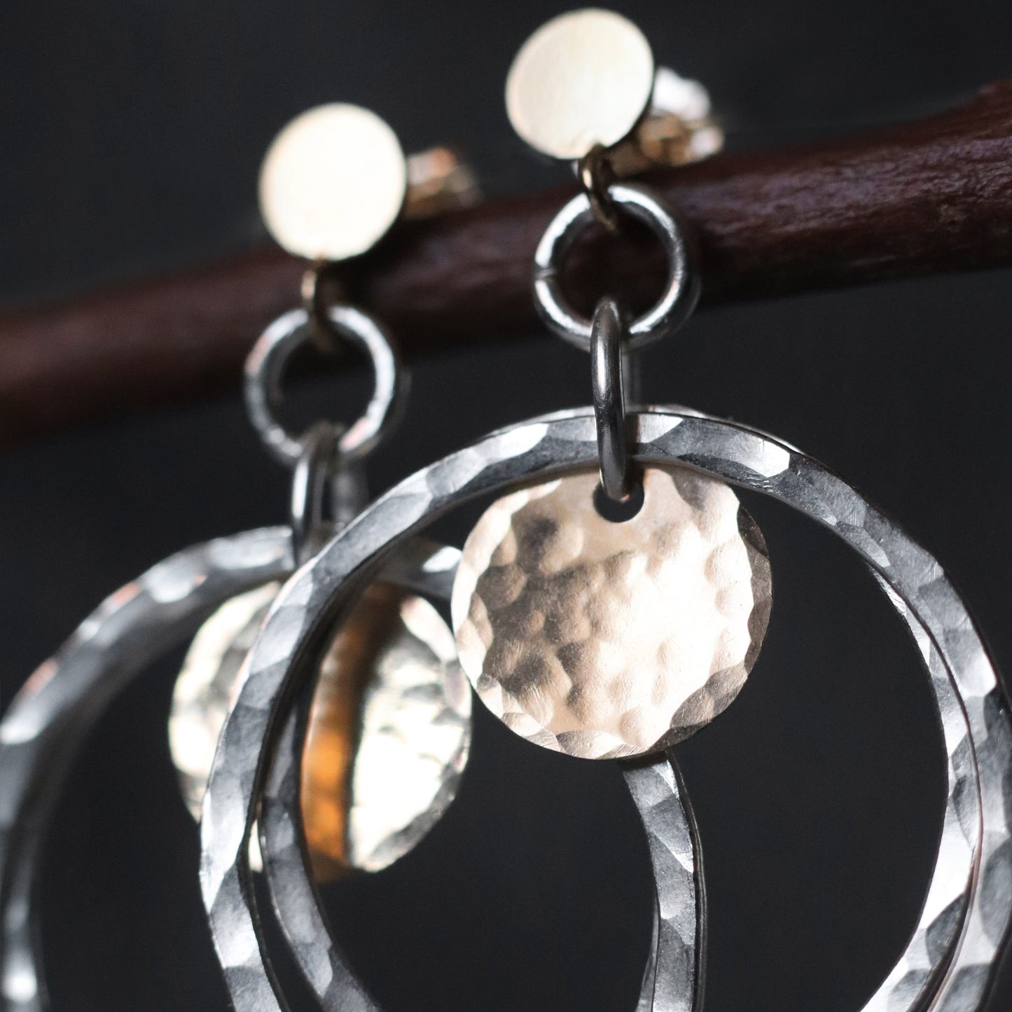 Mixed Metal Hoop and Coin Stud Earrings