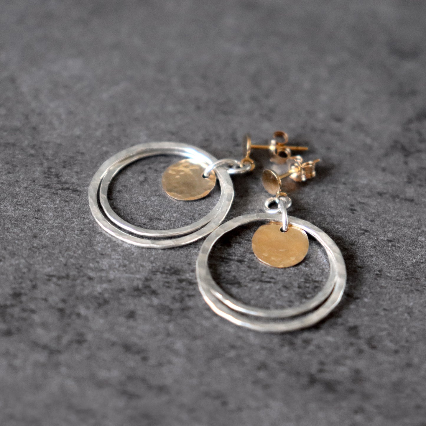 Mixed Metal Hoop and Coin Stud Earrings