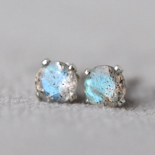 Faceted Labradorite Stud Earrings