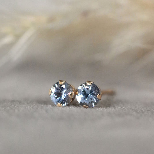 Light Blue Sapphire Stud Earrings in 14k Gold