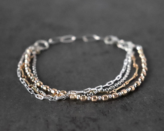 Mixed Metal Multistrand Bracelet