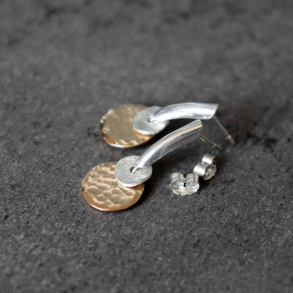 Hammered Mixed Metal Coin Earrings