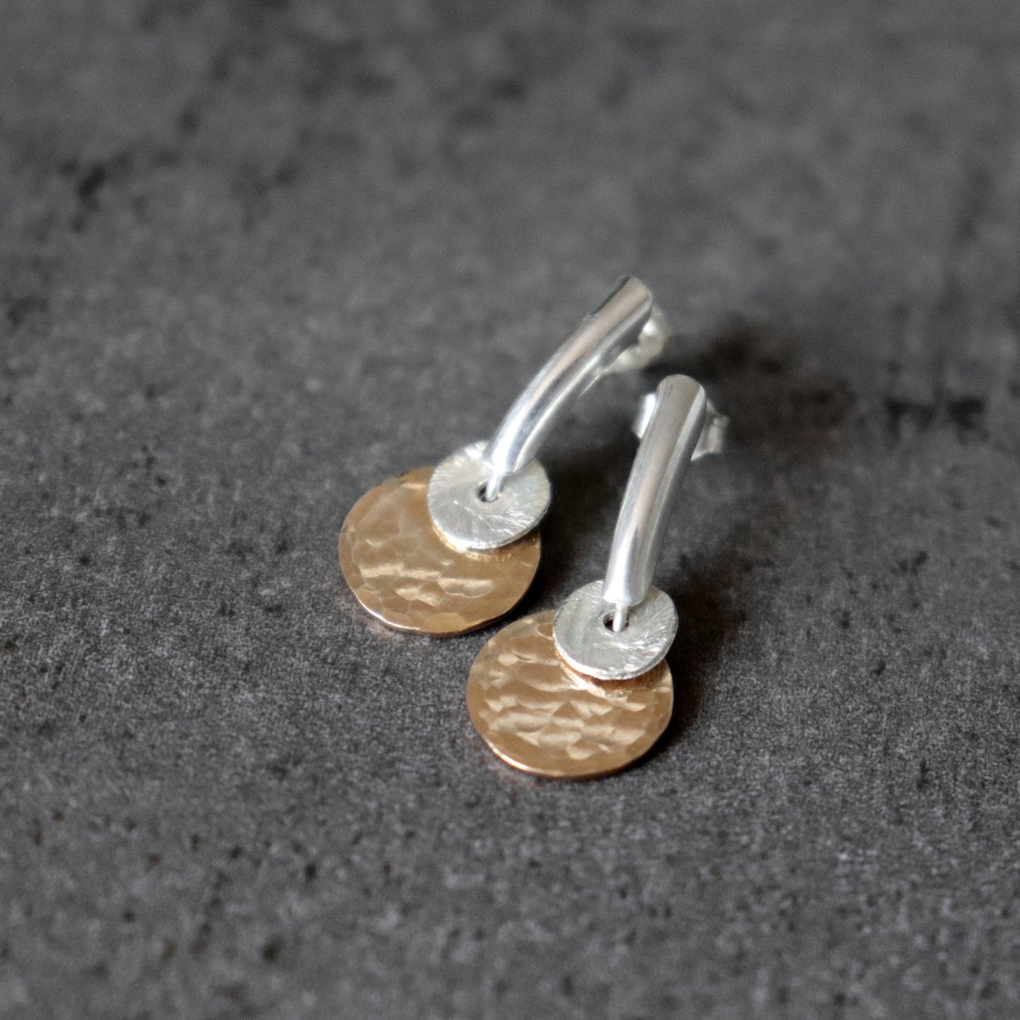 Hammered Mixed Metal Coin Earrings