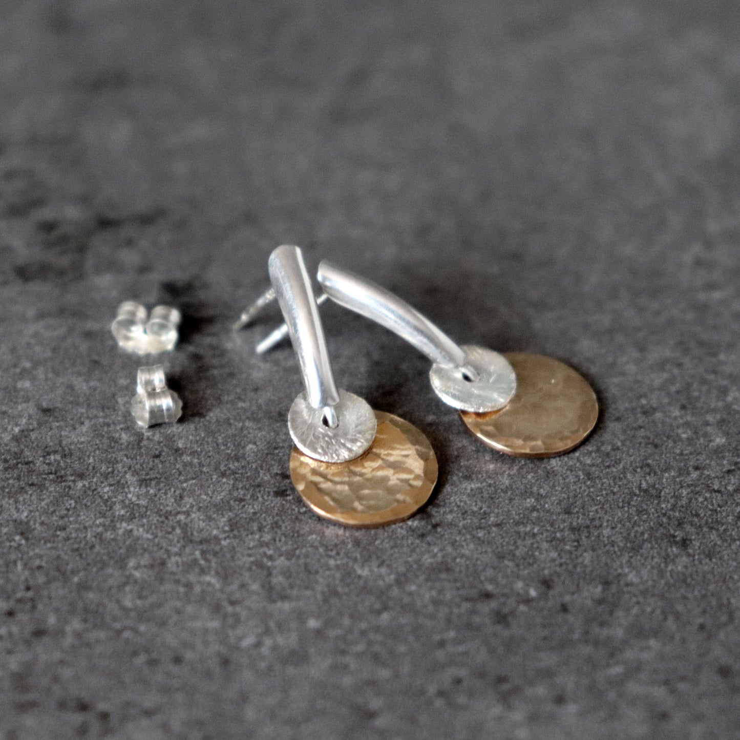 Hammered Mixed Metal Coin Earrings