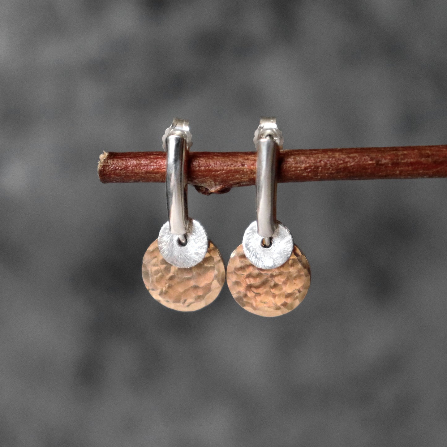 Hammered Mixed Metal Coin Earrings