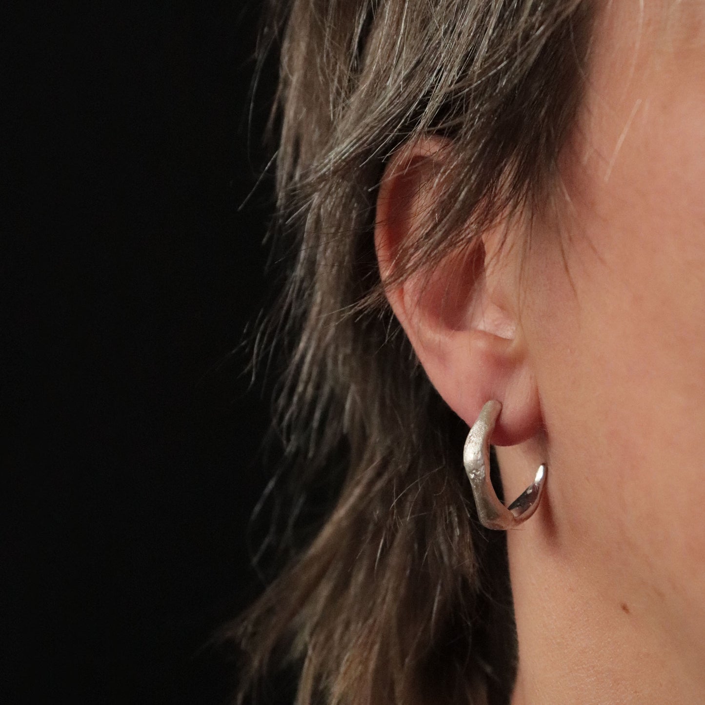 Organic Half Hoop Stud Earrings