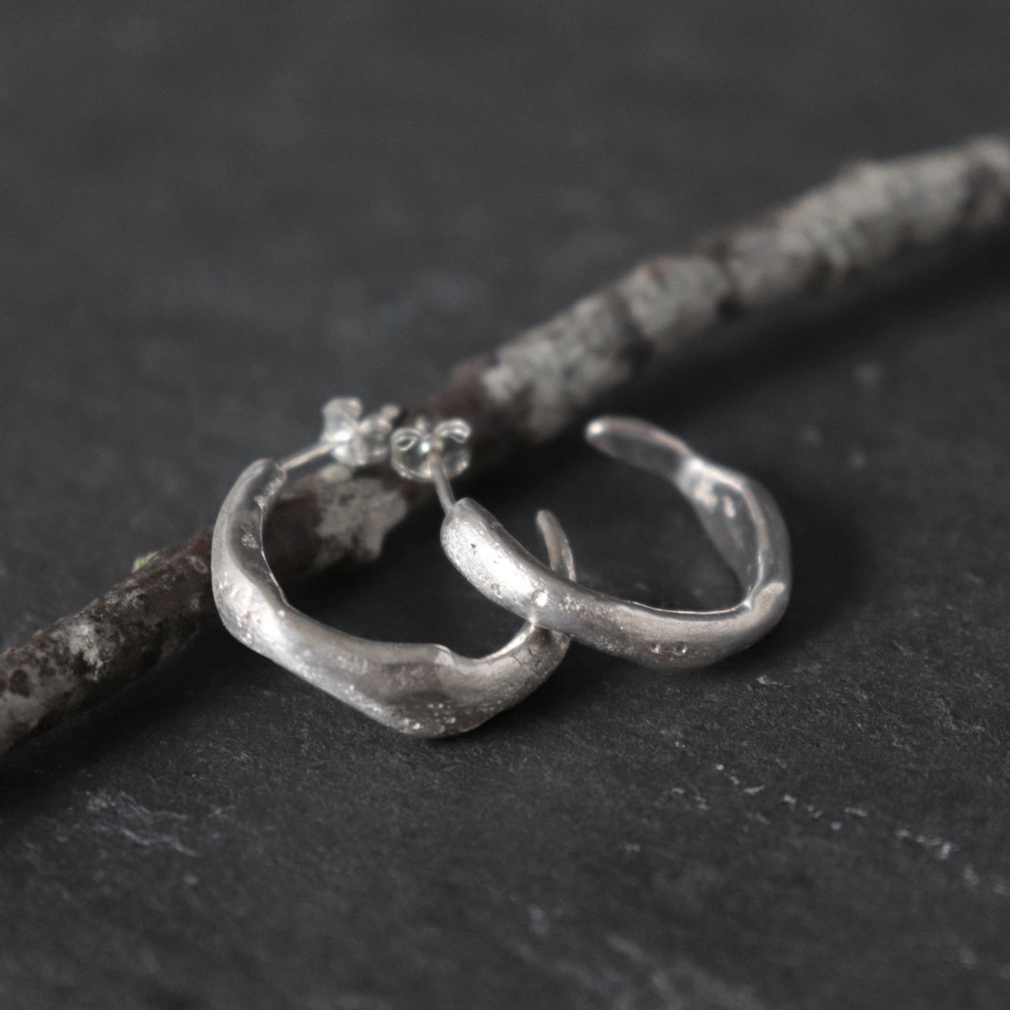 Organic Half Hoop Stud Earrings