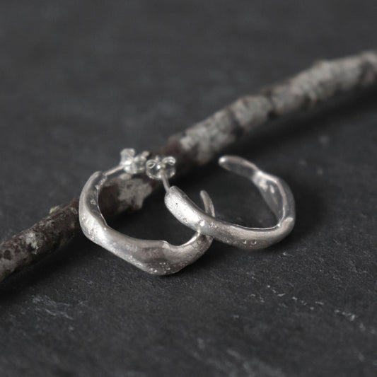 Organic Half Hoop Stud Earrings